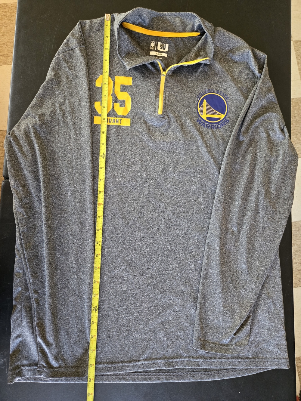 Golden State Warriors Gray & Yellow Quarter-Zip Pullover - Kevin Durant #35
